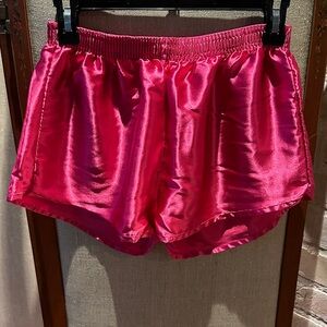 American Apparel Shiny Fushcia Satin Athletic Cut Shorts in size Medium